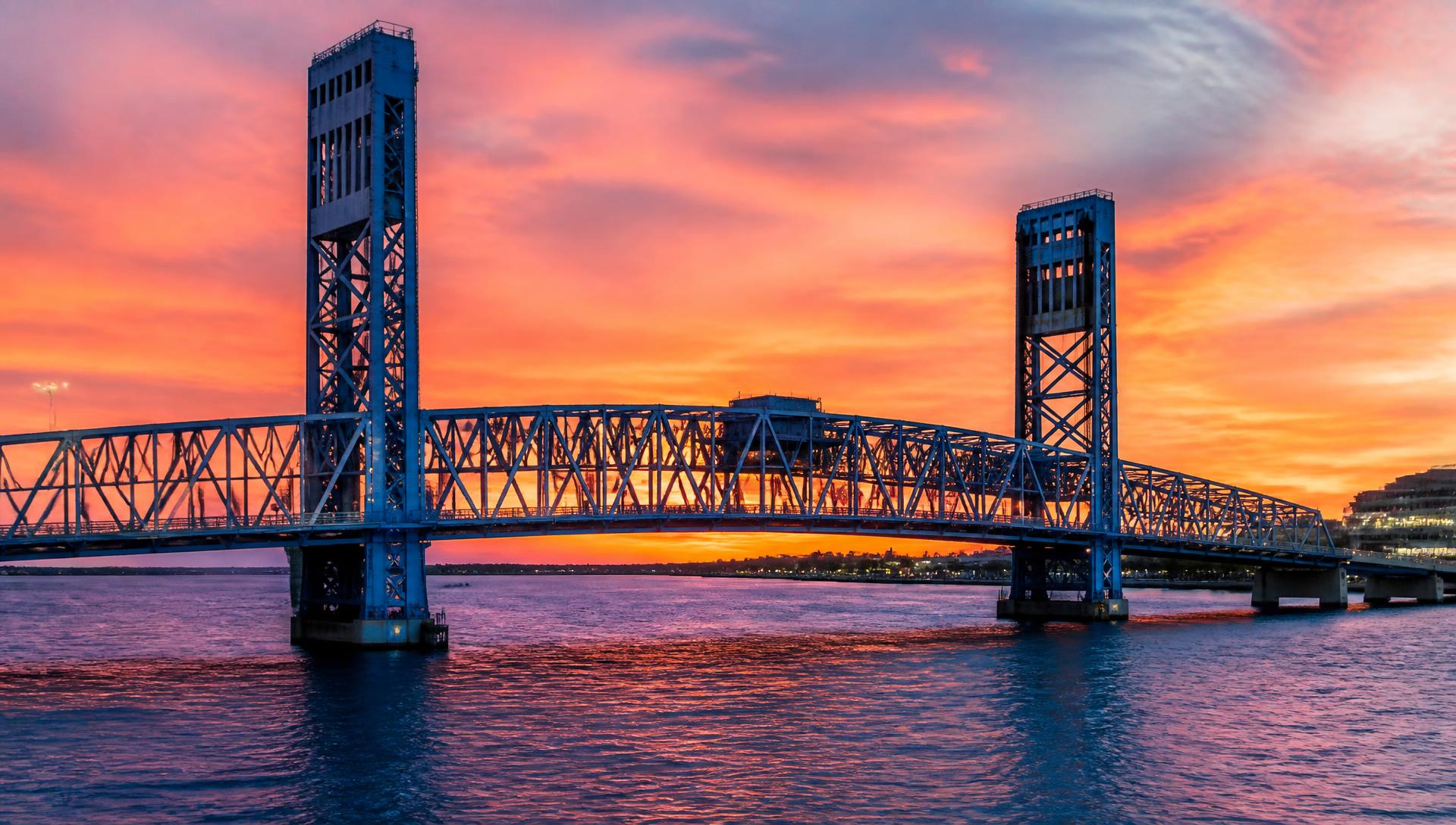 Main Street Bridge at sunset in Jacksonville